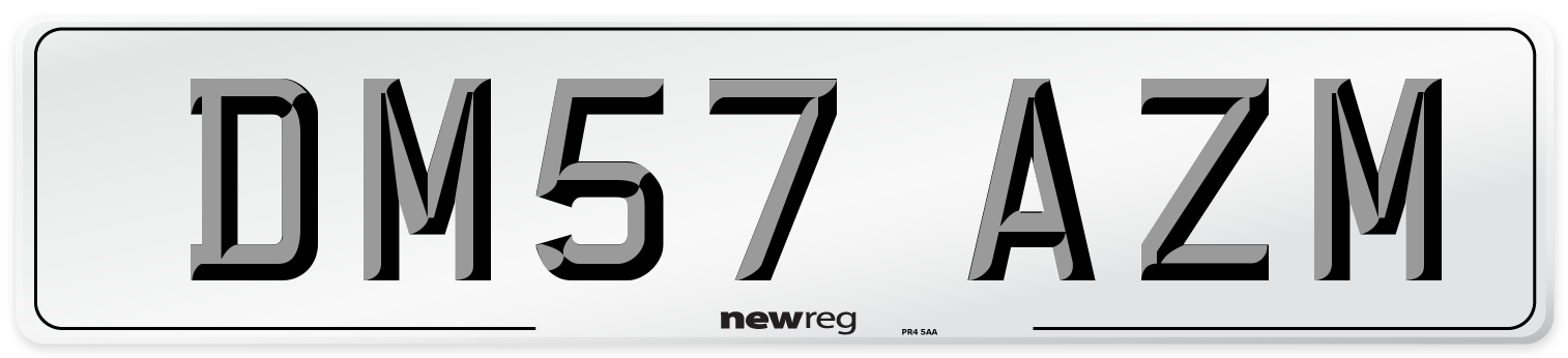 DM57 AZM Number Plate from New Reg